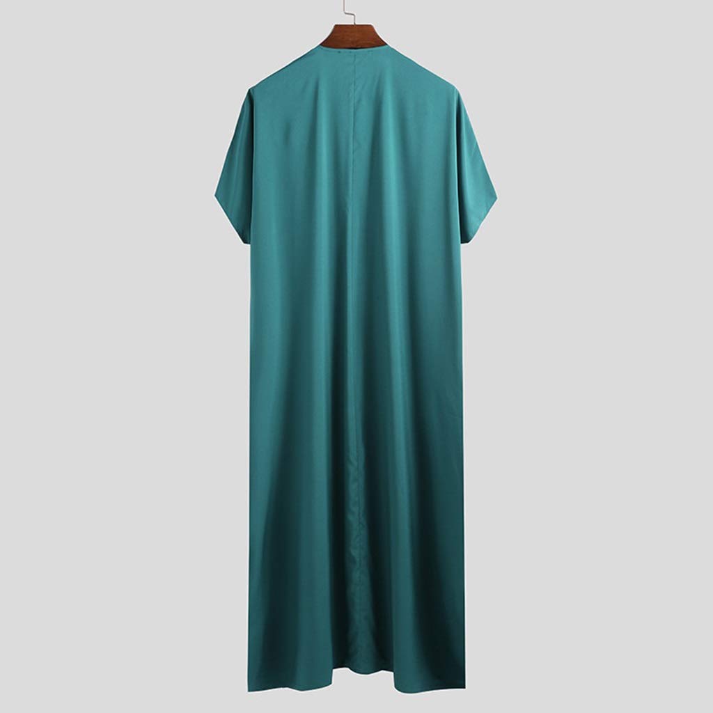 Comfortable Men's V-Neck Short Sleeve Nightshirt - Big & Tall Sleepwear Pajama Set (Green, XXXXX-Large) for Relaxing at Home or Lounging