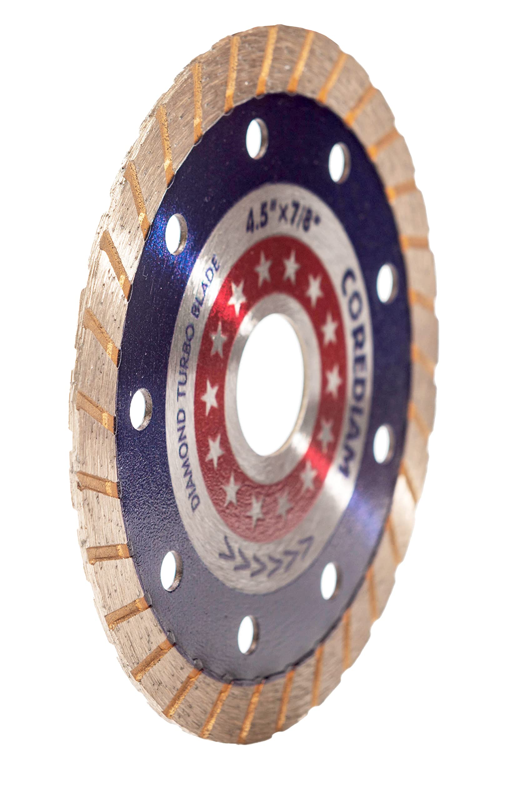 4.5 Inch Diamond Turbo Saw Blade for Angle Grinder - Wet/Dry Cut Concrete, Masonry, Brick, Granite & Marble - 7/8