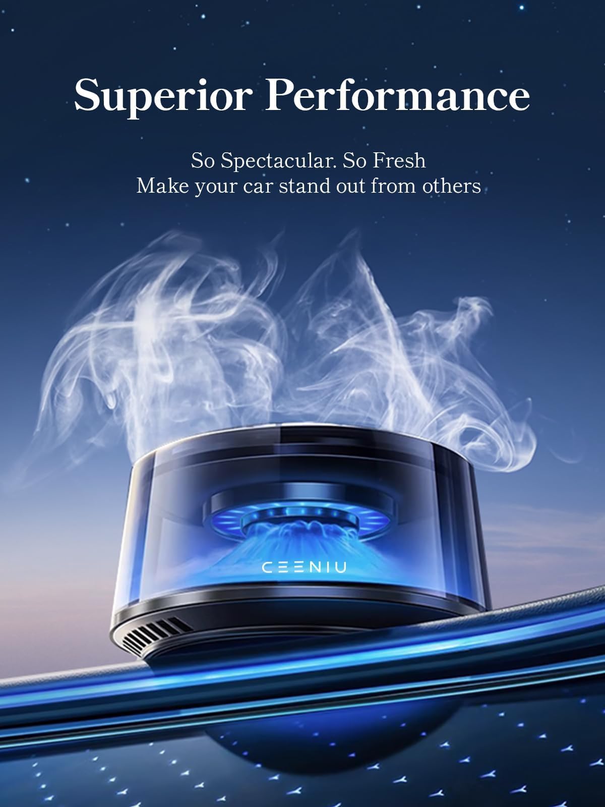 Premium Ceeniu Car Air Freshener Diffuser - New Car Scent with Adjustable Intensity & Auto On/Off | Long-Lasting 4 Month Fragrance for Cars, Trucks & SUVs | Eliminates Odors & Creates Relaxing Atmosphere During Commutes & Road Trips