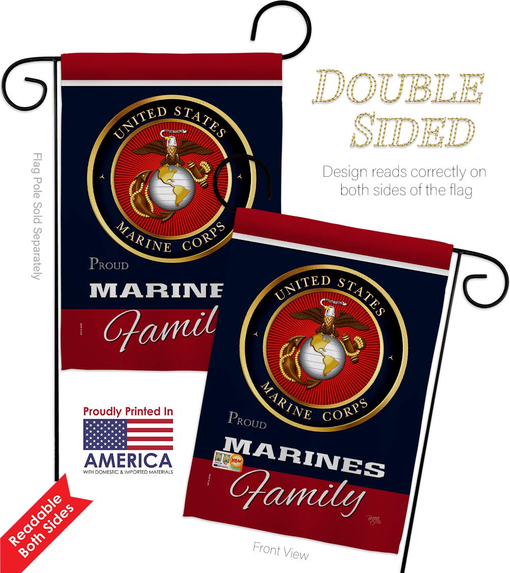 USMC Semper Fi Double-Sided Garden Flag Kit - 28x40 Inch Military House Banner for Marine Corps Veterans & Armed Forces Families - Made in USA - Perfect for Yard Decoration, Patriotic Displays & Military Appreciation Gifts