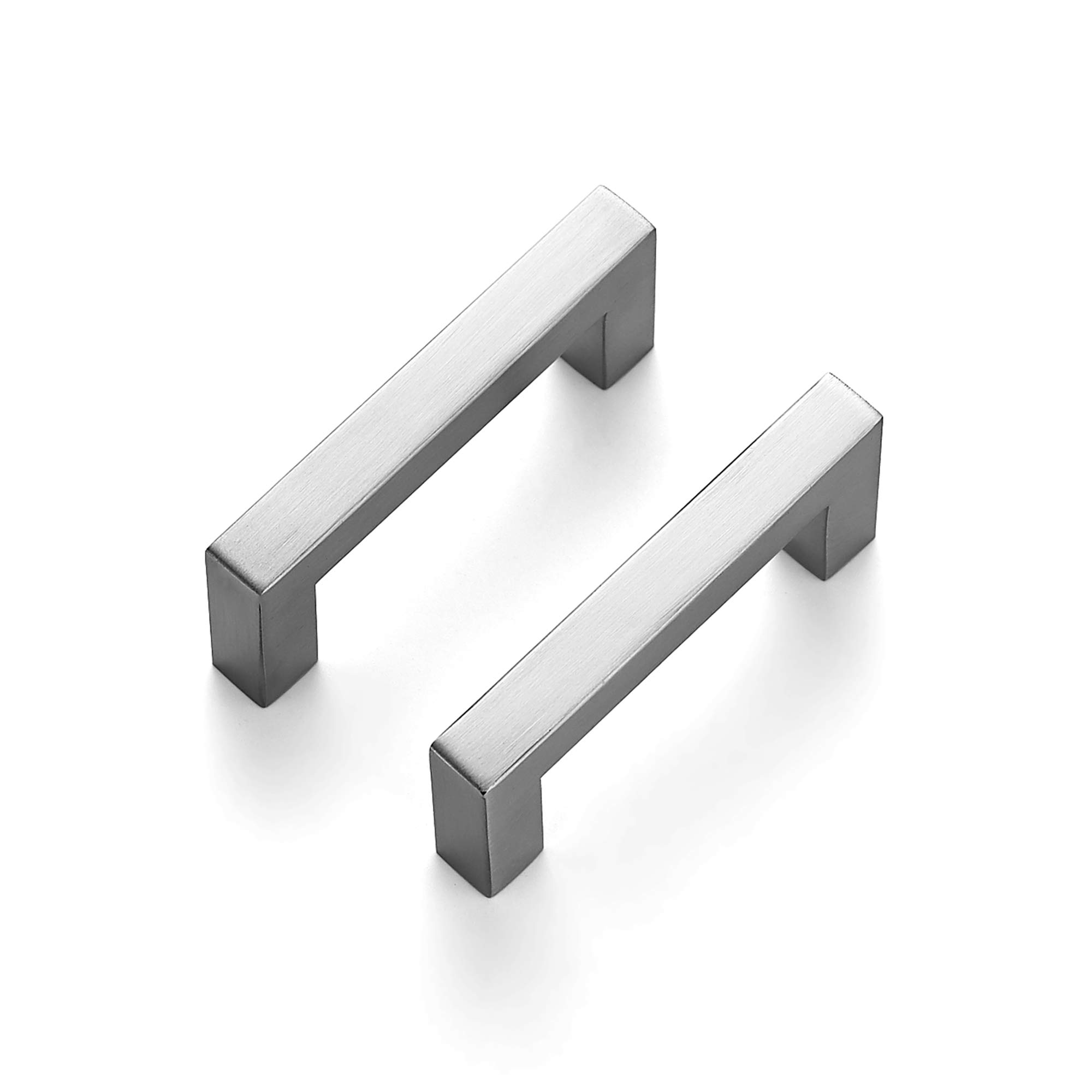 50 Pack 3 Inch Satin Nickel Square Cabinet Handles - Brushed Nickel Drawer Pulls for Kitchen Cabinets, Cupboards & Furniture - Durable Cabinet Hardware for Home, Office & Restaurant Use