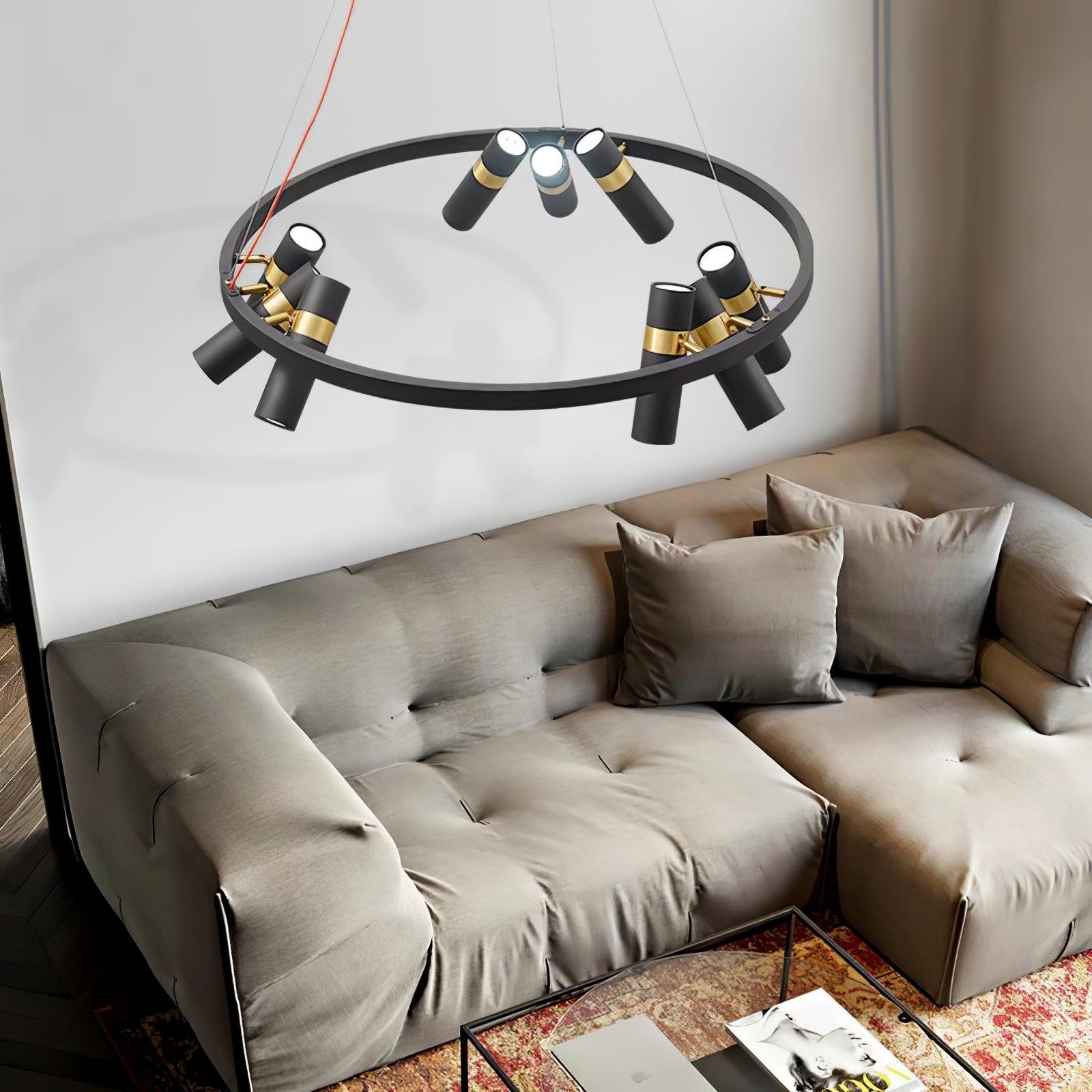 Black Multi Pipe Chandelier - Industrial Style Ceiling Light Fixture for Dining Room, Living Room & Bedroom Decor