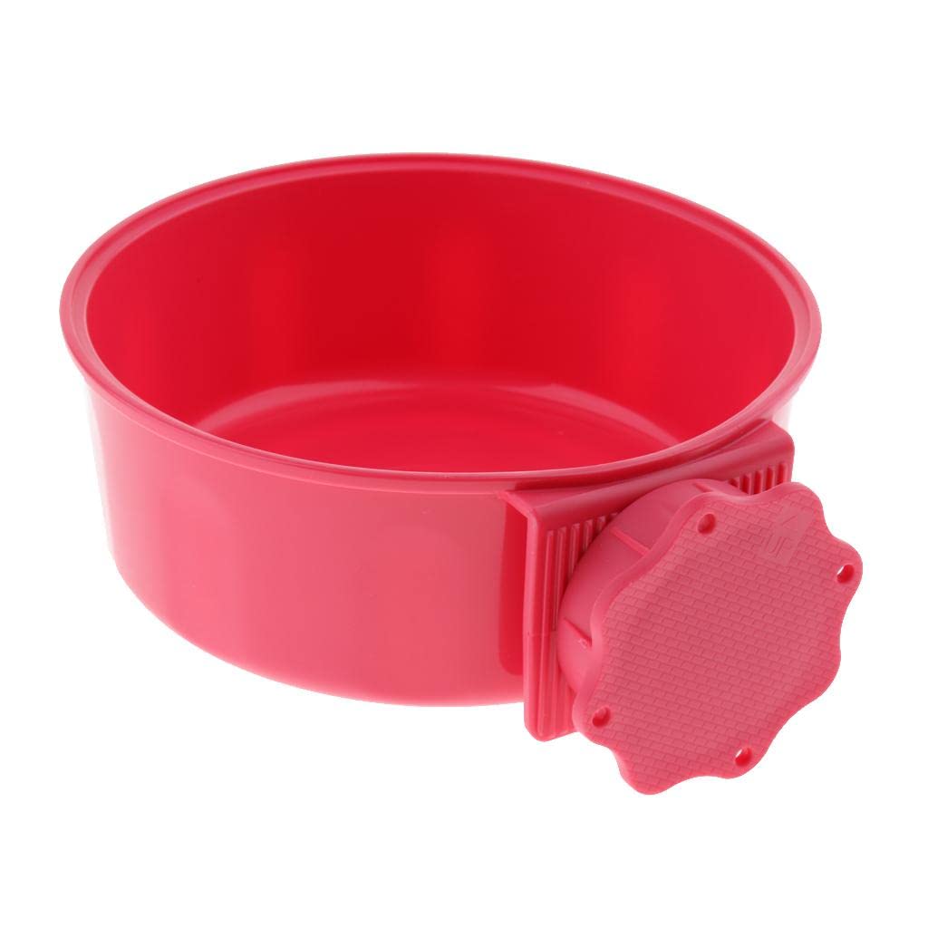 MYADDICTION Pet Dog Bolt On Cage Bowl Coop Cup - Clamp Puppy Crate Hanging Dish for Small Medium Dogs - Durable Stainless Steel Food Water Bowl for Kennels, Crates, Travel & Outdoor Use (Red)
