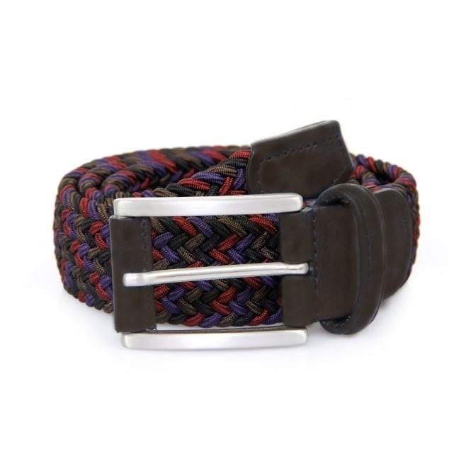 3.5cm Woven Elastic Belt - Adjustable Waistband for Women & Men, Brown & Purple Fashion Accessory - Perfect for Pants, Skirts, and DIY Sewing Projects