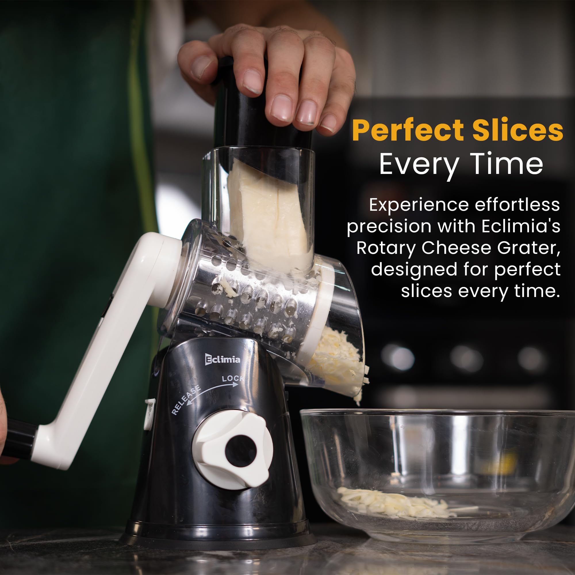 Premium Rotary Cheese Grater Set - 3-Blade Hand Crank Shredder with Suction Base, Cheese Knife, Peeler & Cleaning Brush - Perfect for Pizza, Pasta & Salad Prep - Ideal Kitchen Gift (Black)