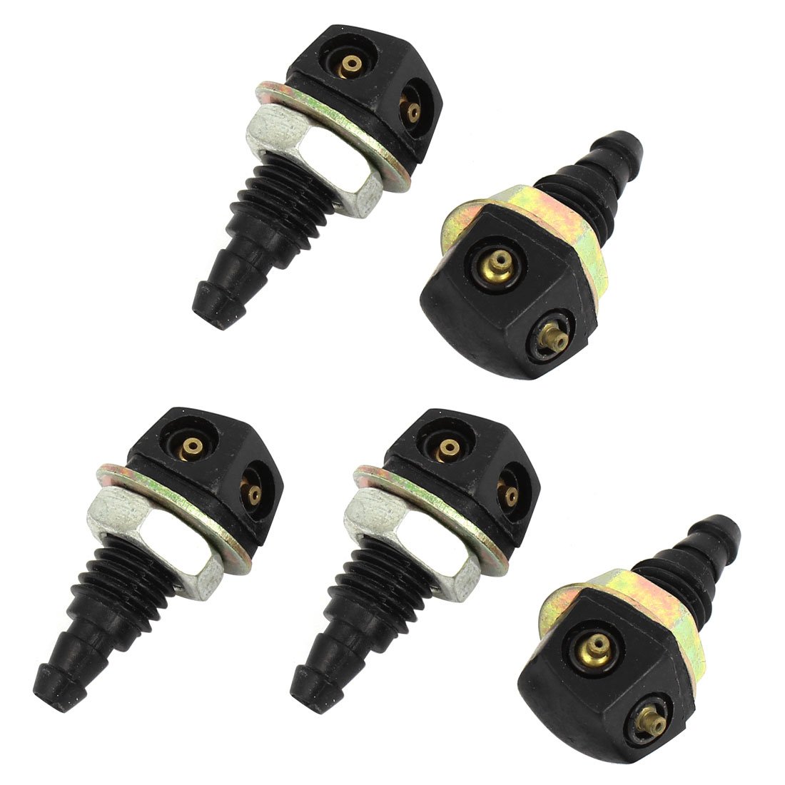 uxcell 5PCS Black Plastic Windshield Washer Nozzle for Car & Truck - Universal Fit, High Pressure Spray Jet for Clear Visibility in Rain & Snow