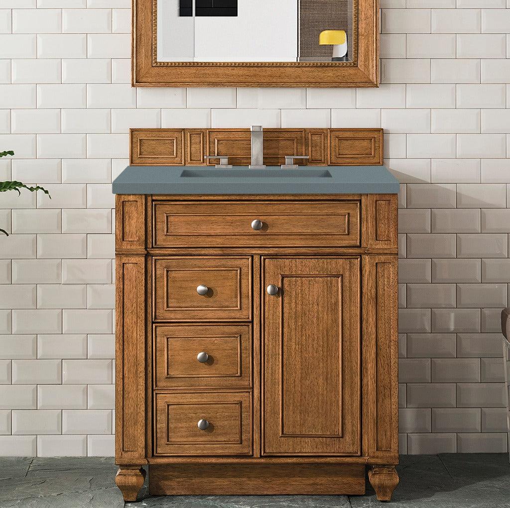 James Martin Vanities Bristol Collection 30-Inch Single Bathroom Vanity in Saddle Brown with Optional Countertops - Perfect for Modern Master Bathrooms and Guest Bathroom Renovations