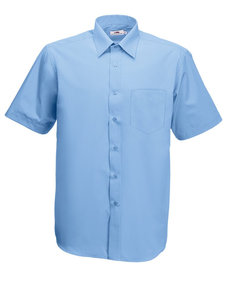 Fruit of the Loom Men's Classic Fit Poplin Short Sleeve Button Down Shirt - Casual & Business Wear for Office, Summer Outfits & Everyday Comfort