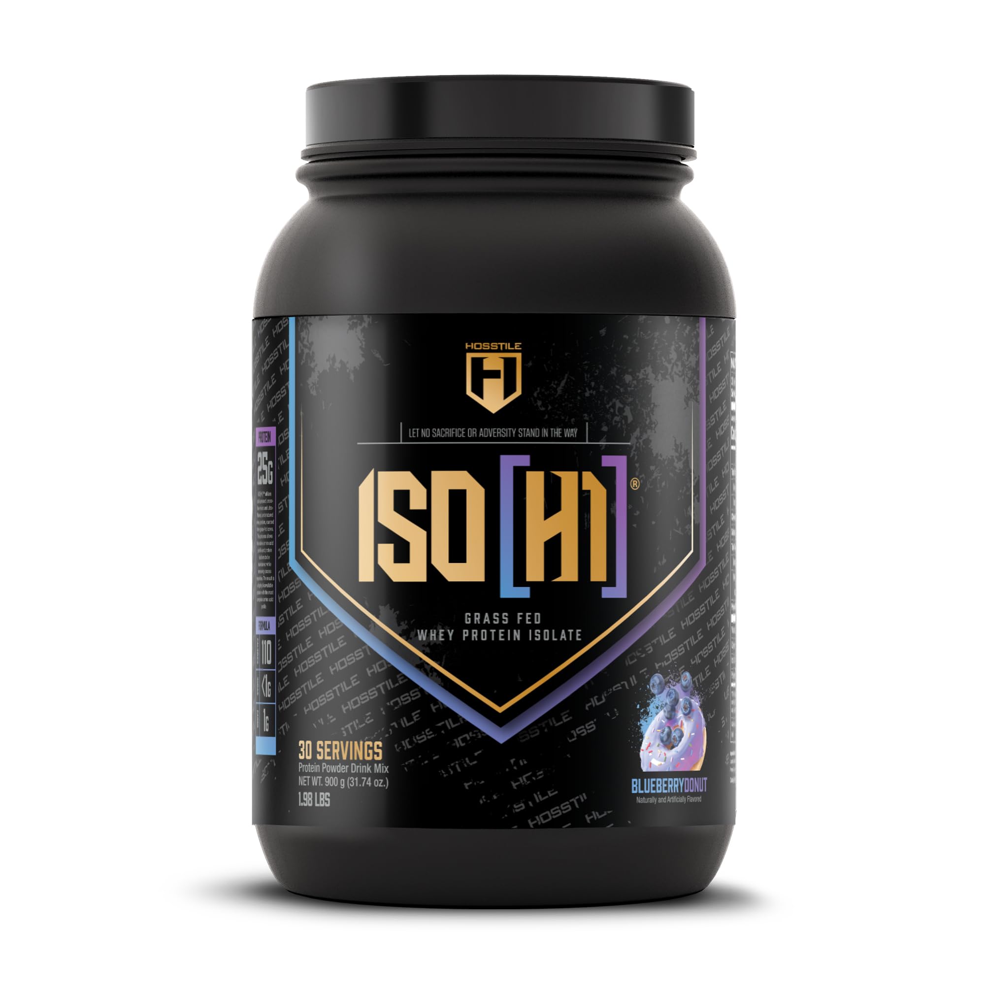 HOSSTILE ISO[H1] Grass Fed Whey Protein Isolate Powder with Digestive Enzymes - 30 Servings, Blueberry Donut Flavor for Muscle Gain, Recovery & Post Workout | Gym, Fitness & Healthy Lifestyle Supplement