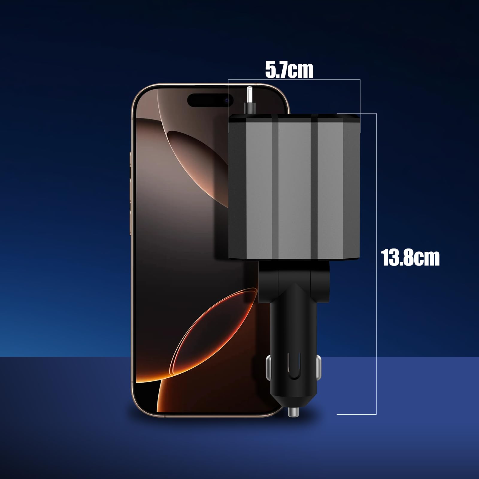 HENSLON 4-in-1 Retractable Car Cigarette Lighter USB C Adapter - 66W Fast Car Charger with PD & QC 3.0 - Compatible with iPhone 16/15/14/13, Samsung Galaxy S25/S24, Pixel 9 - Perfect for Road Trips & Daily Commute