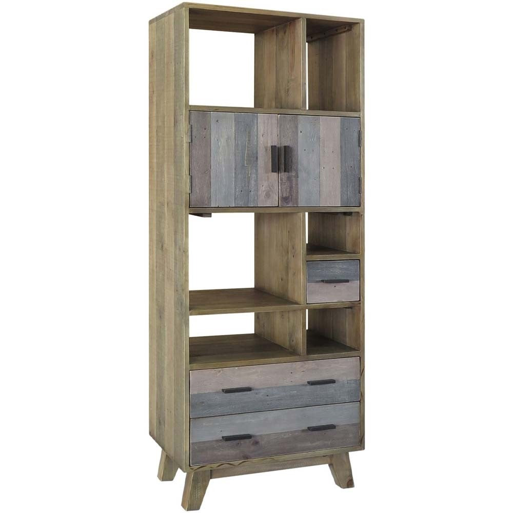 Corso Italy Mango Wood Grey Modern Bookcase Display Shelf 70x40x185cm - Stylish Storage for Living Room, Office & Bedroom Books & Decor