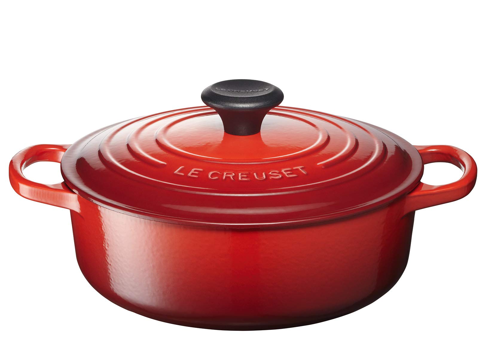 Le Creuset Signature Round Wide 3.5-Quart Enameled Cast Iron Dutch Oven - Cherry Red | Perfect for Soups, Stews & Braising | Stovetop to Oven Safe