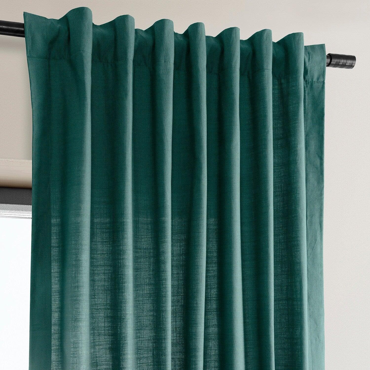 Dark Teal Dune Textured Cotton Curtain Pair (2 Panels) - Premium Window Treatments for Living Room & Bedroom Blackout Drapes