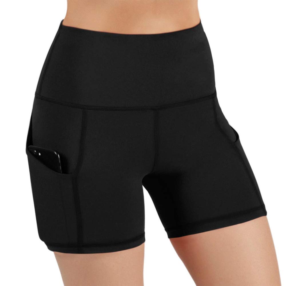 NEWITIN 3-Pack High Waist Workout Shorts for Women - Yoga, Running & Gym Shorts with Side Pockets - Breathable & Comfortable Athletic Wear (Ideal for Yoga, Pilates, Jogging & Casual Wear)