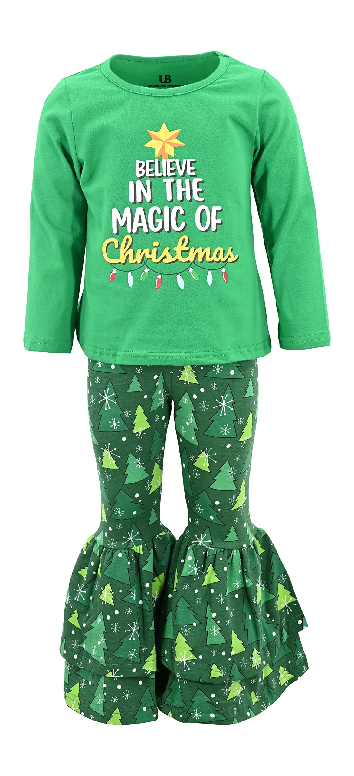 Girls 2-Piece Bell Bottom Outfit - Long Sleeve Shirt & Leggings Set for Toddlers Playtime