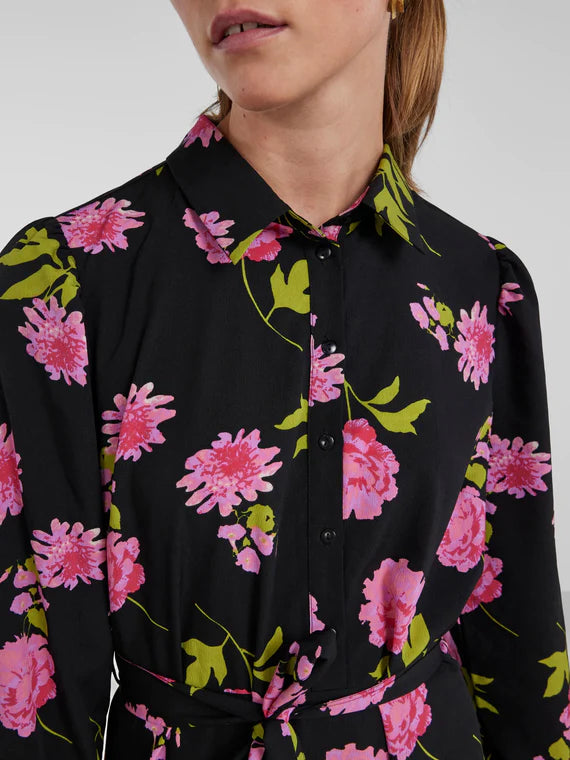 Hember Women's Black Shirt Dress - Casual Long Sleeve Button Down Tunic Top for Work, Office & Everyday Wear