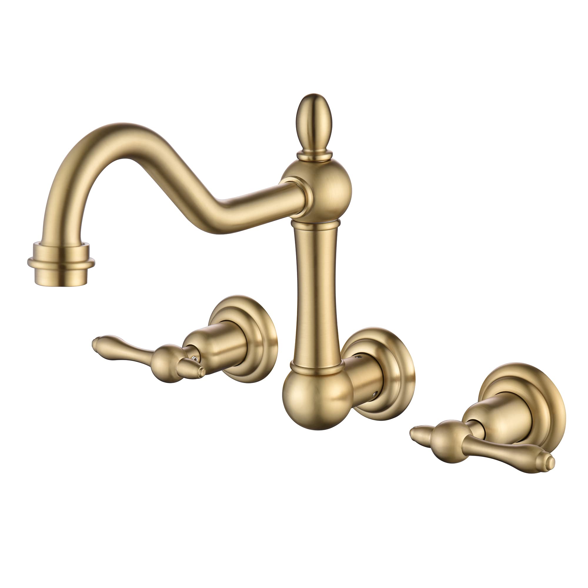 Vintage Wall Mount Tub Faucet 8 Inch Centerset 3-Hole Bathtub Filler - Brushed Gold Finish for Classic Bathroom Decor & Spa-Like Experience