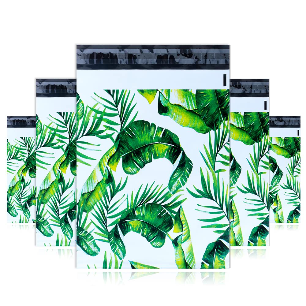 10x13 Inch 100-Pack Printed Poly Mailers - Durable & Tear-Proof Plastic Shipping Bags for Small Business | Strong Mailing Envelopes with Banana Leaf Design | Perfect for Ecommerce, Subscription Boxes & Online Stores