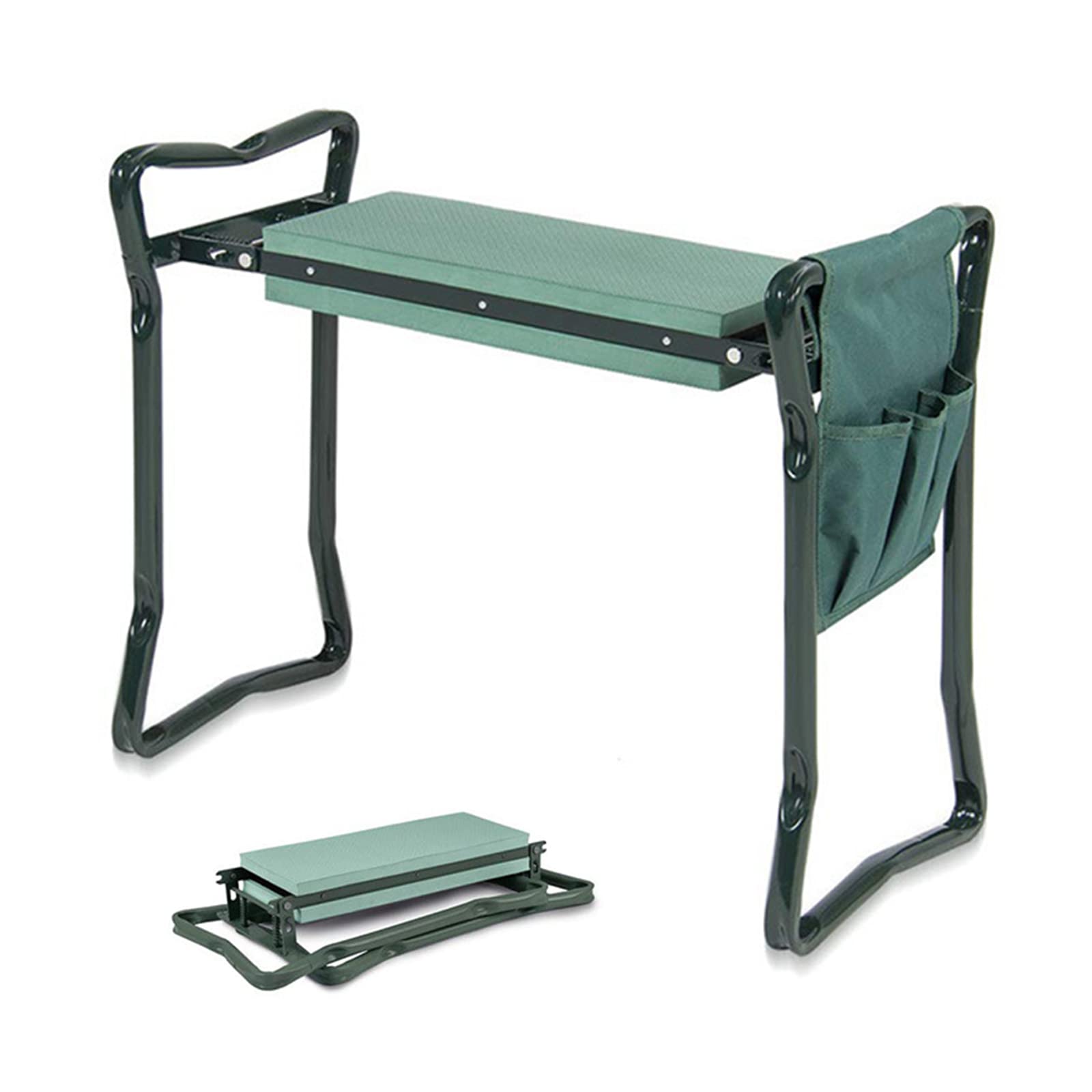 **Foldable Garden Kneeler and Seat with Tool Bag Pouch - Portable EVA Foam Pad Bench Stool for Gardening - Perfect Outdoor Kneeler for Women & Men - Ideal Gardening Gift for Plant Lovers (Green) - Great for Weeding, Planting & Landscaping**