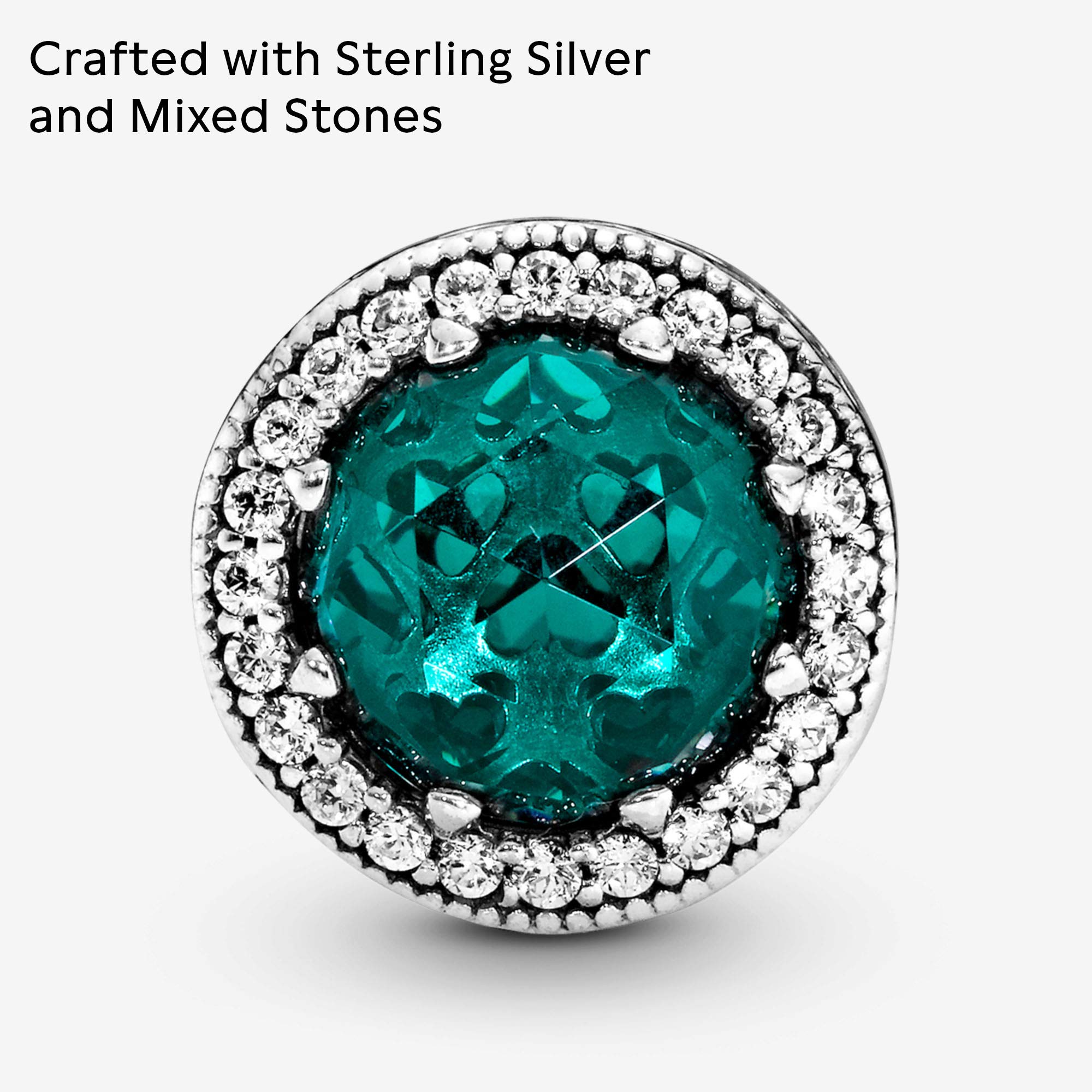 PANDORA Sparkling Sea Green Crystal Sterling Silver Charm with Cubic Zirconia - Elegant Jewelry Gift for Women - Perfect for Birthdays, Anniversaries & Special Occasions