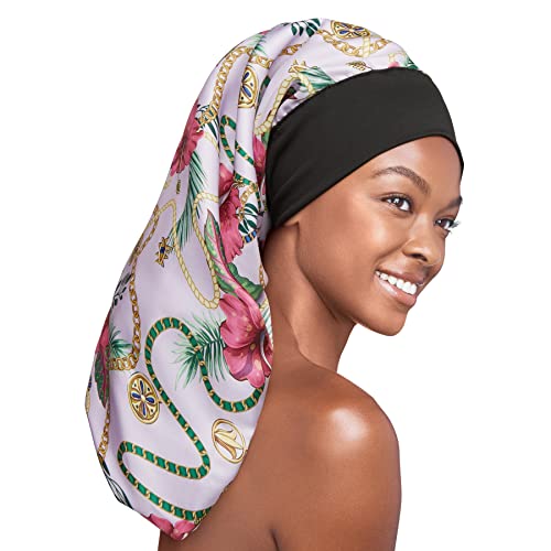 Red by Kiss Silky Braid Bonnet - Wide Edge Sleep Cap for Frizz-Free Hair Protection | Luxury Satin Bonnet for Women, Natural Hair Care & Nighttime Styling