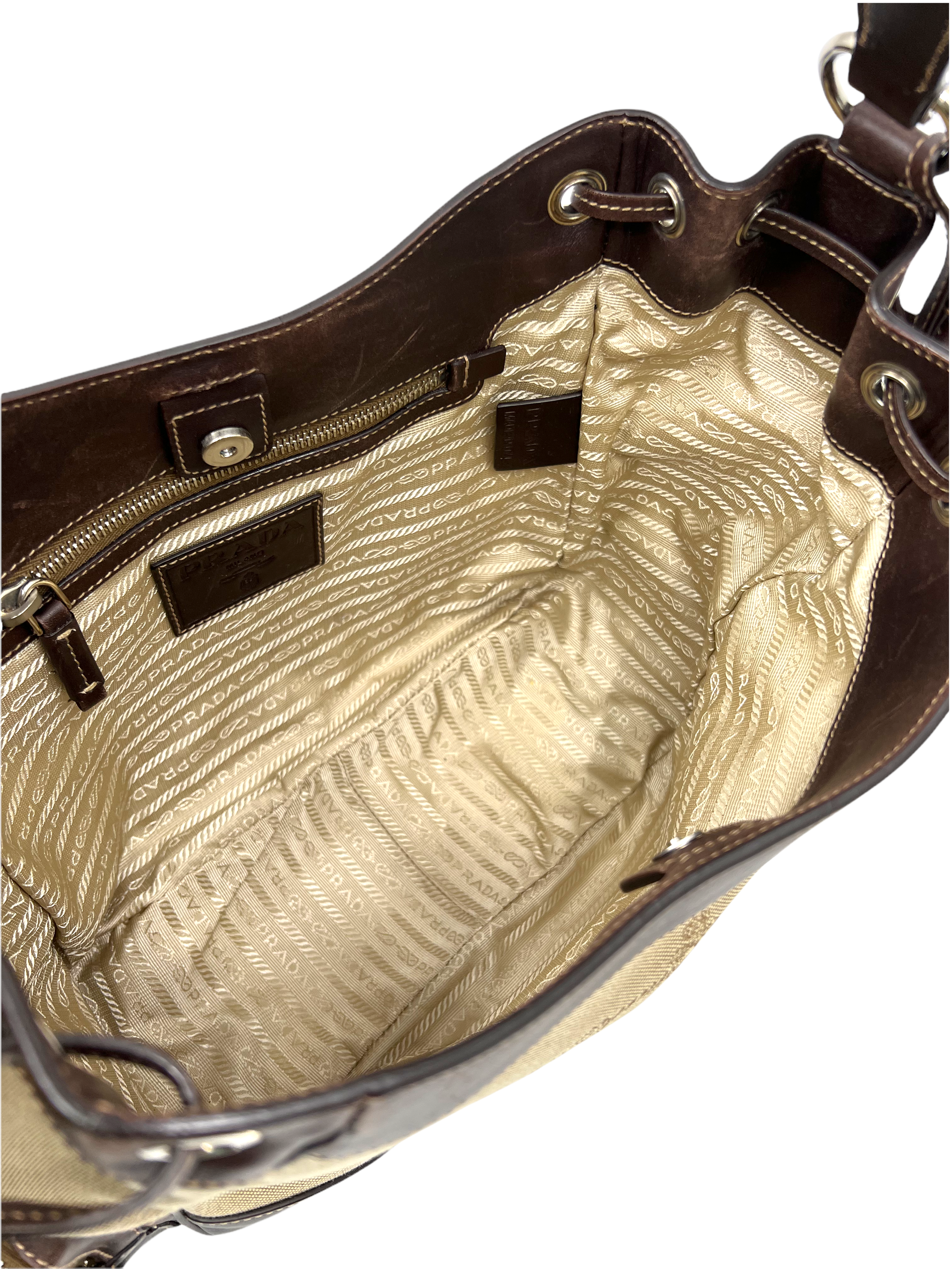 Prada Canapa Logo Side Pocket Hobo Bag - Luxury Leather Shoulder Bag for Women | Perfect for Work, Travel & Everyday Use