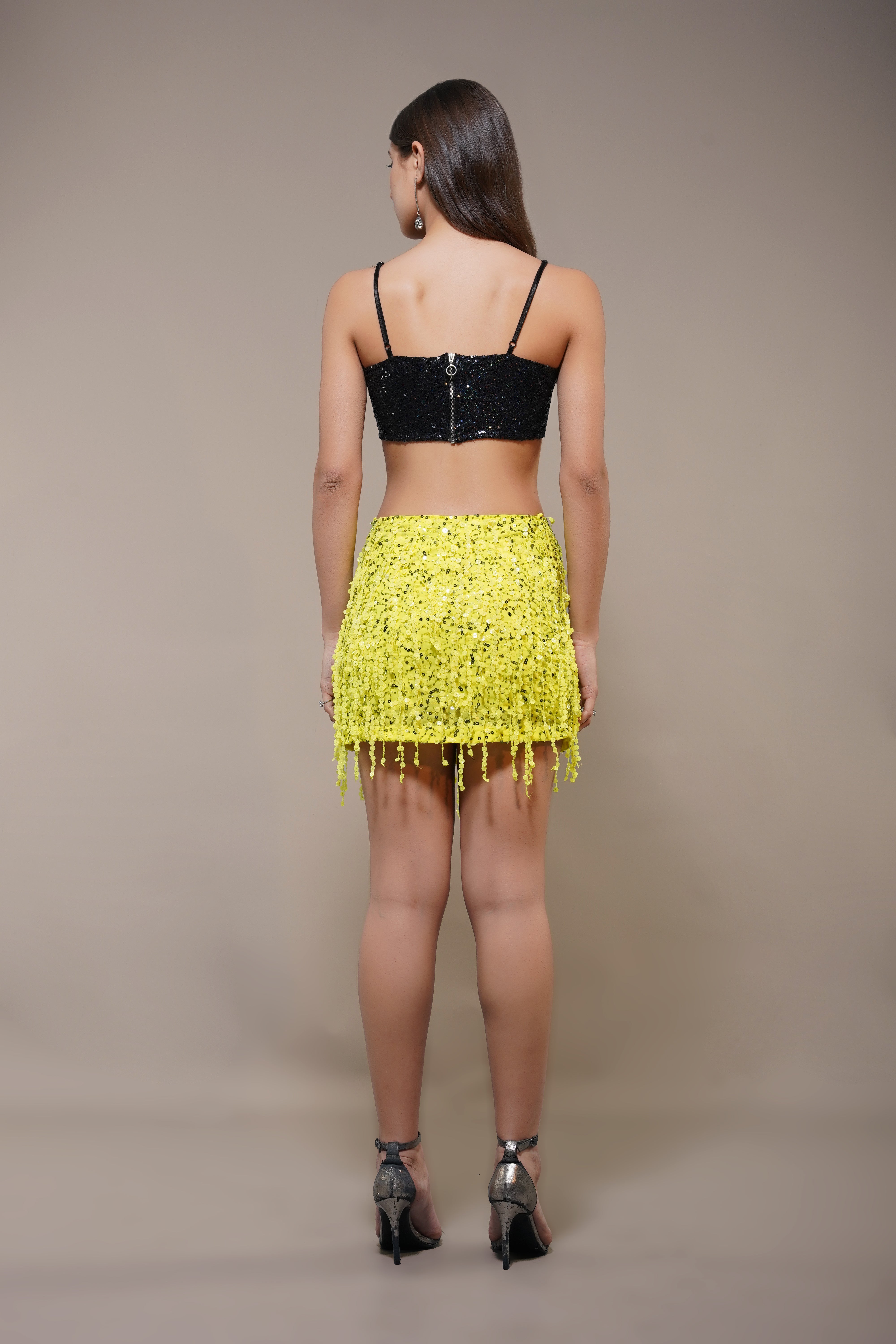 Stylish Yellow Urbane Mini Skirt for Women - Trendy High Waist A-Line Denim Skirt for Casual Outfits & Summer Fashion