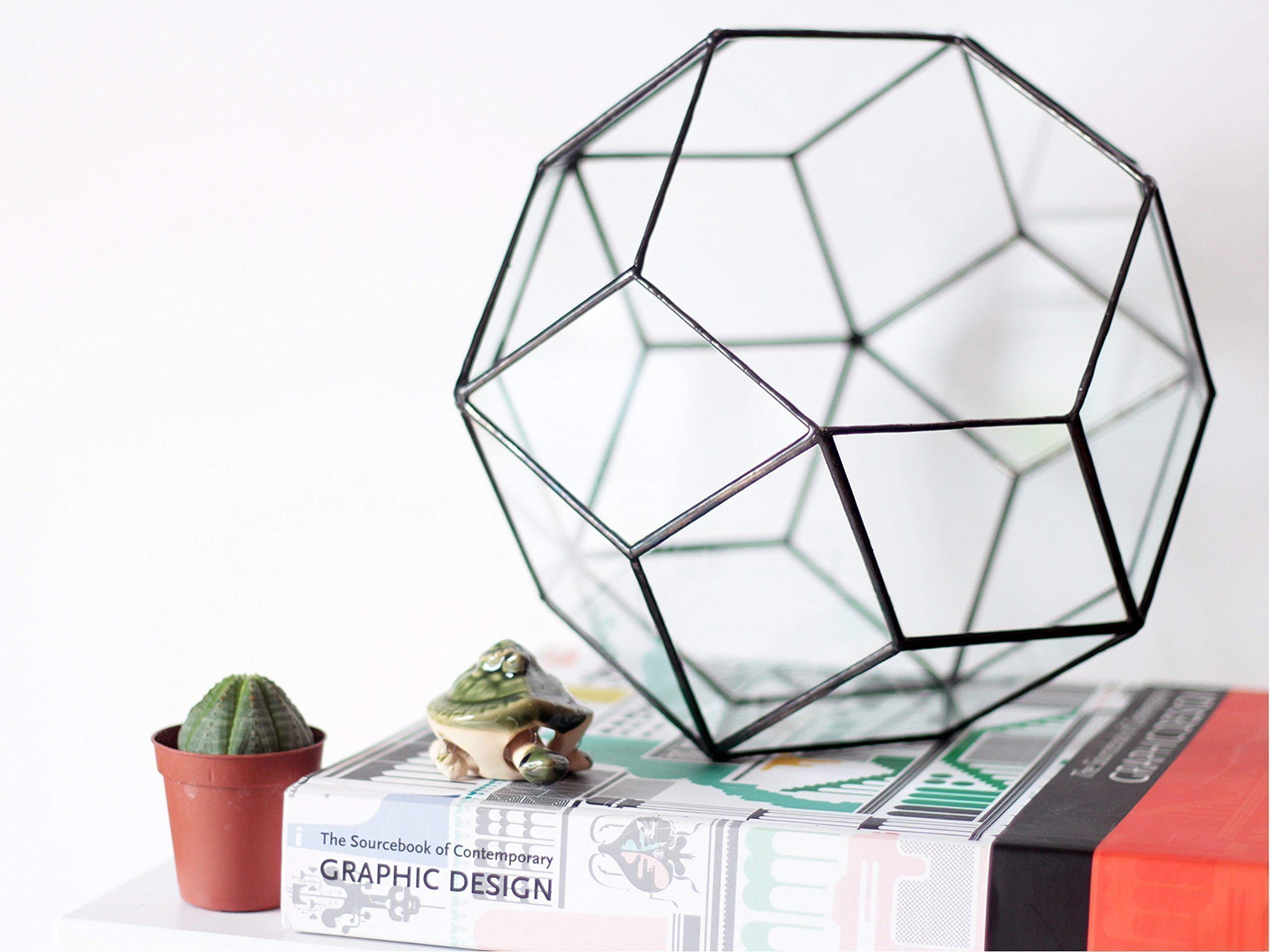 Large Geometric Glass Terrarium Container for Plants - Copper, Silver, Black | Modern Home Decor, Office Desk Display & DIY Succulent Garden