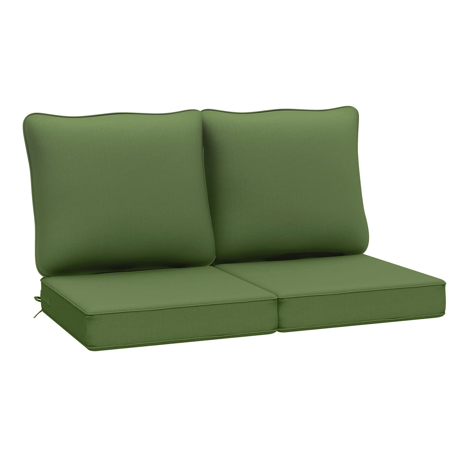 Outdoor Deep Seat Cushions for Patio Furniture - Water-Resistant Replacement Chair Cushions Set of 2 (24x24x5 Inches) - Dark Moss Green - Perfect for Garden, Deck, Poolside & Outdoor Lounging