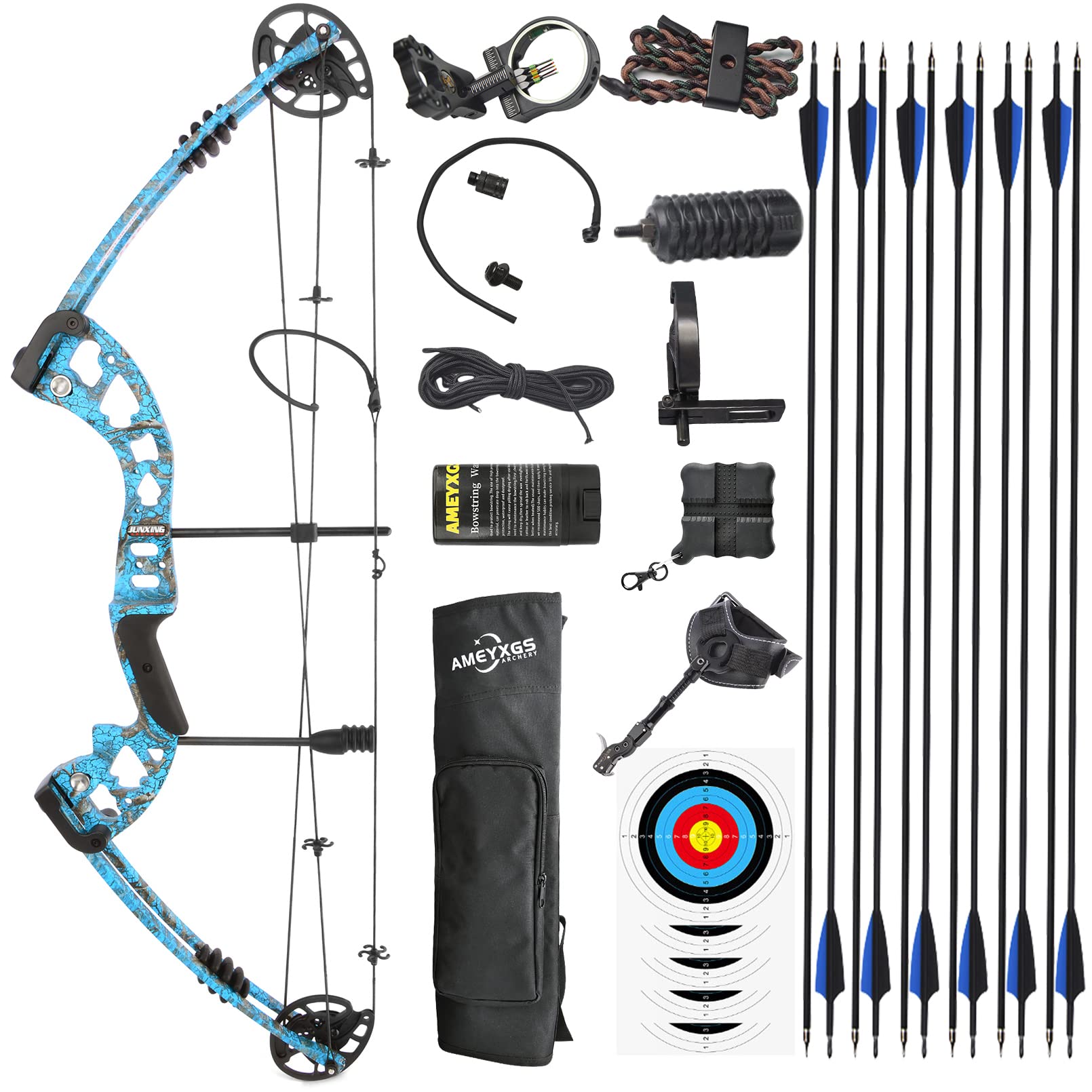 Compound Bow Set for Hunting & Target Practice - Right/Left Hand Archery Bow 30-55 Lbs Draw Weight, IBO 310 FPS | Perfect for Adults & Beginners | Includes Hunting Accessories for Outdoor Sports