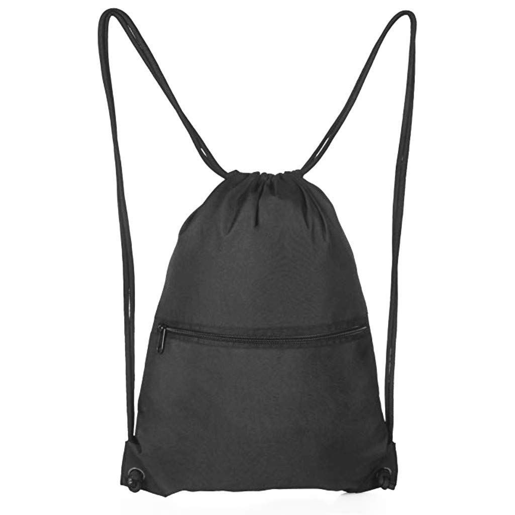 Aiditex Unisex Sports Gym Sack Drawstring Backpack - Lightweight & Durable for Men & Women - Perfect for Workout, Travel & School (Black)