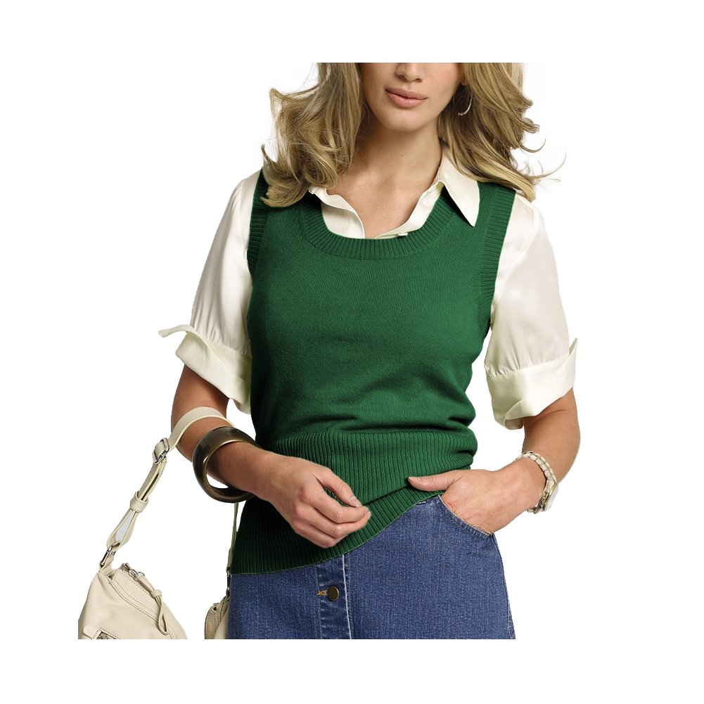 Parisbonbon Women's 100% Cashmere Scoop Neck Vest - Soft Green Plus Size 4X | Warm Winter Layering for Office & Casual Outfits