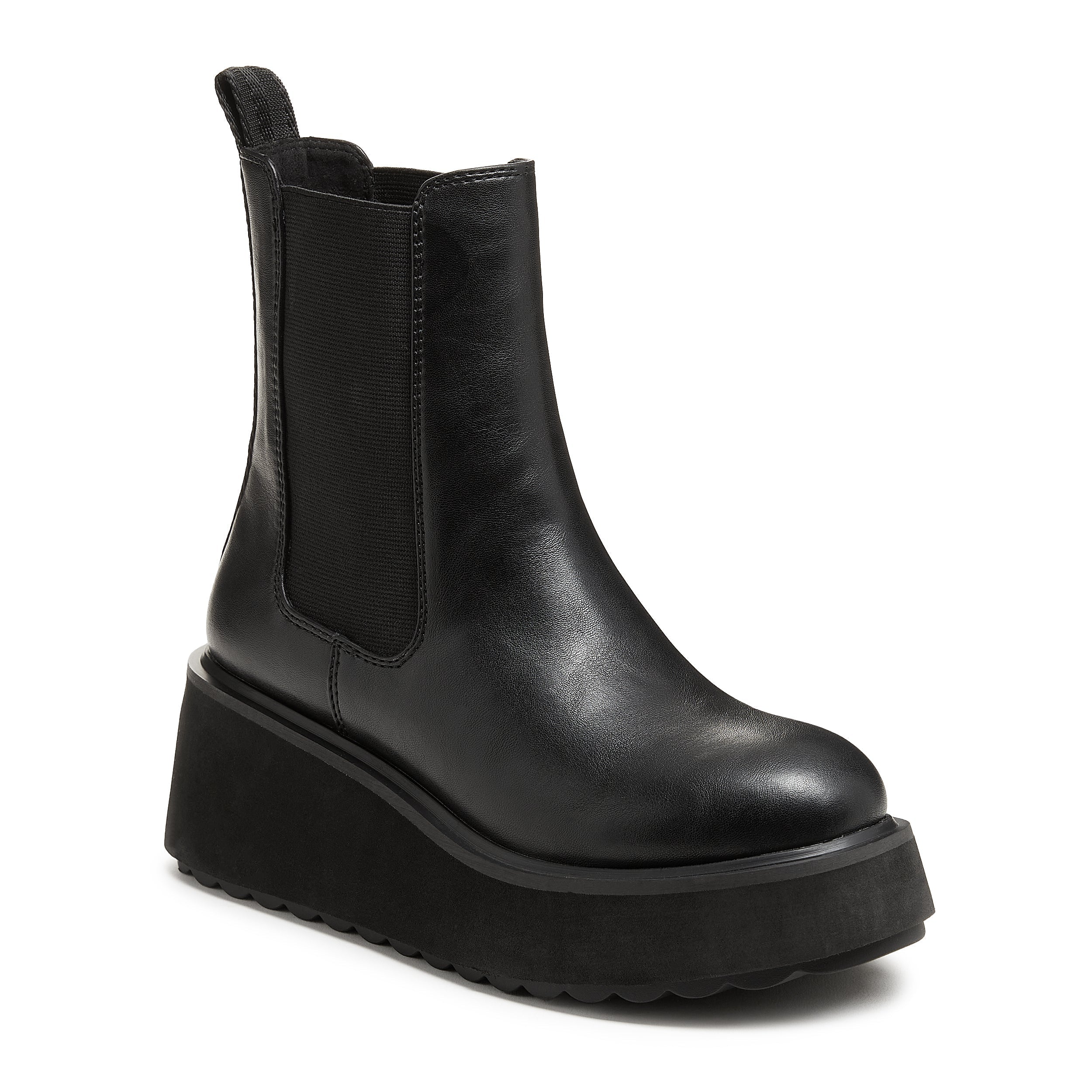 Heyday All Black Platform Chelsea Boots for Women - Comfortable & Stylish Ankle Boots for Fall & Winter Fashion, Work & Casual Outfits