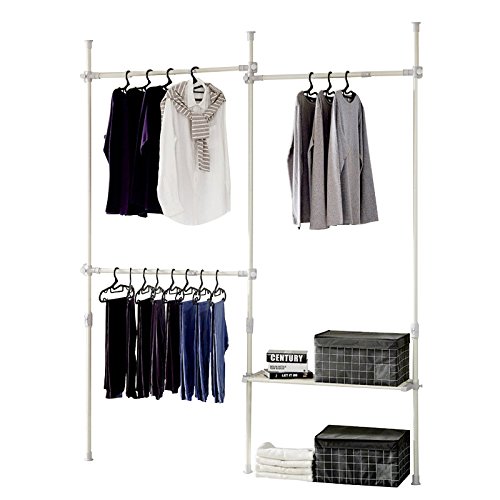 Estink Heavy Duty Adjustable Garment Rack - 3 Pole 4 Bar Freestanding Clothing Hanger for Home, Wardrobe & Closet Organization | Portable Indoor Clothes Hanging Solution for DIY Storage & Display