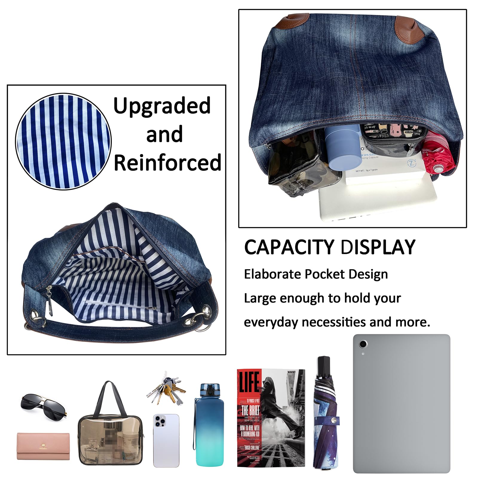 Women's Denim Handbag - Blue Crossbody & Shoulder Bag for Daily Use