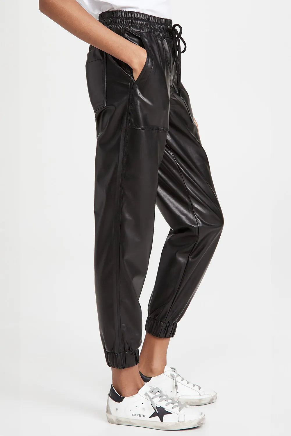 Stylish PU Leather Drawstring Resort Pants with Pockets - Comfortable Lounge & Vacation Wear for Men & Women | Perfect for Beach, Travel, and Relaxation