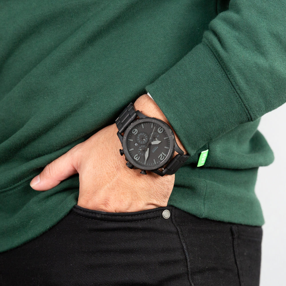 Fossil Nate JR1401 Chronograph Watch for Men - Stylish Analog Quartz Wristwatch with Date Window - Perfect for Business, Casual & Everyday Wear