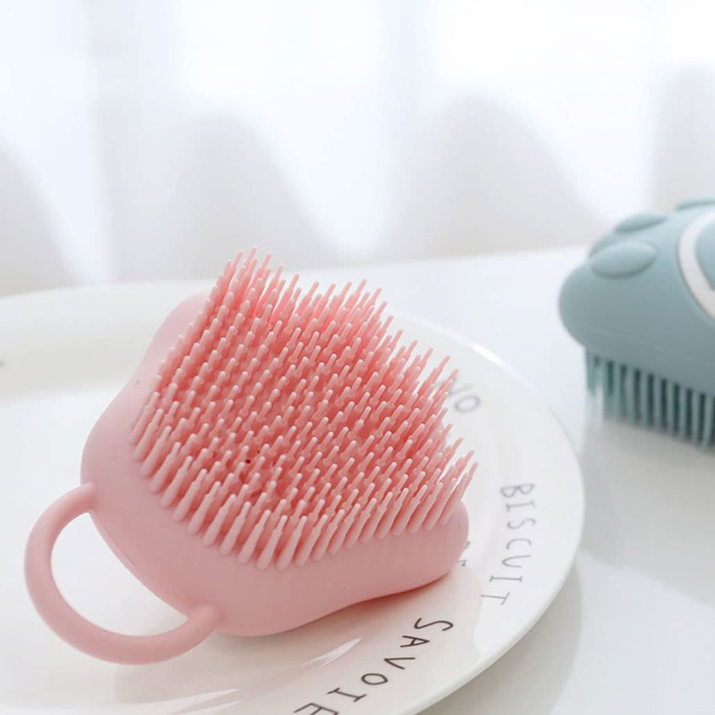 Soft Silicone Shower Brush with Hook - Cute Cartoon Cat Paw Design for Baby & Adult Massage - Portable Bath Brush for Shower, Dry Brushing & Home Spa - Easy Storage Bathroom Accessory (Pink) - Perfect for Relaxation & Exfoliation