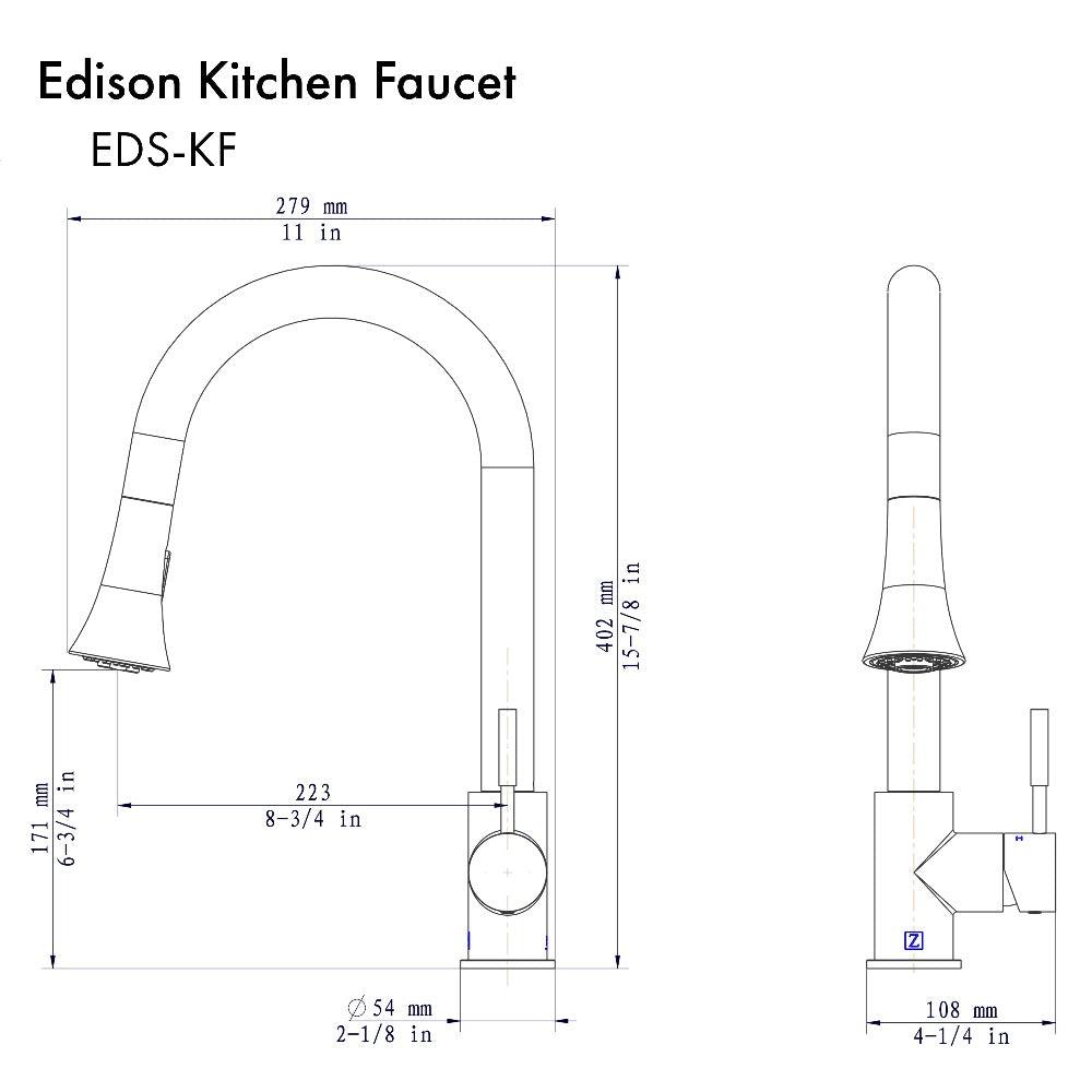 ZLINE Edison Pull Down Single Handle Matte Black Kitchen Faucet - Modern Brushed Nickel Finish for Farmhouse & Commercial Style Sinks (EDS KF MB) | Perfect for Home Kitchen Remodeling & Restaurant Use