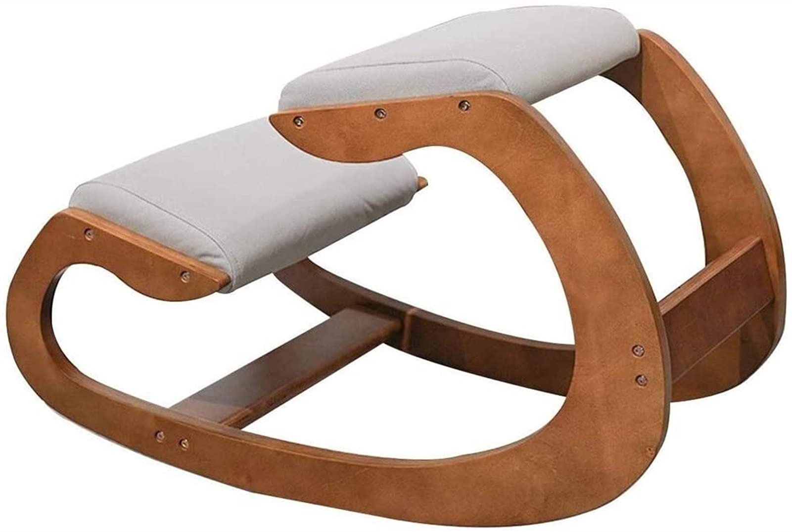 Ergonomic Kneeling Chair for Back Pain Relief - Adjustable Wooden Rocking Stool for Posture Correction & Office Comfort (Grey) | Perfect for Home Office, Meditation & Body Shaping Workspace