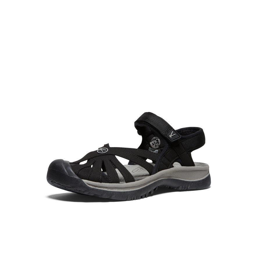 Women's Rose Sandal - Comfortable Black & Neutral Gray Summer Sandals for Beach, Walking & Casual Outfits