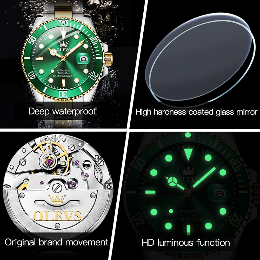 OLEVS Men's Automatic Self-Winding Mechanical Watch - Luxury Stainless Steel Dress Watch for Business & Formal Occasions - No Battery Required