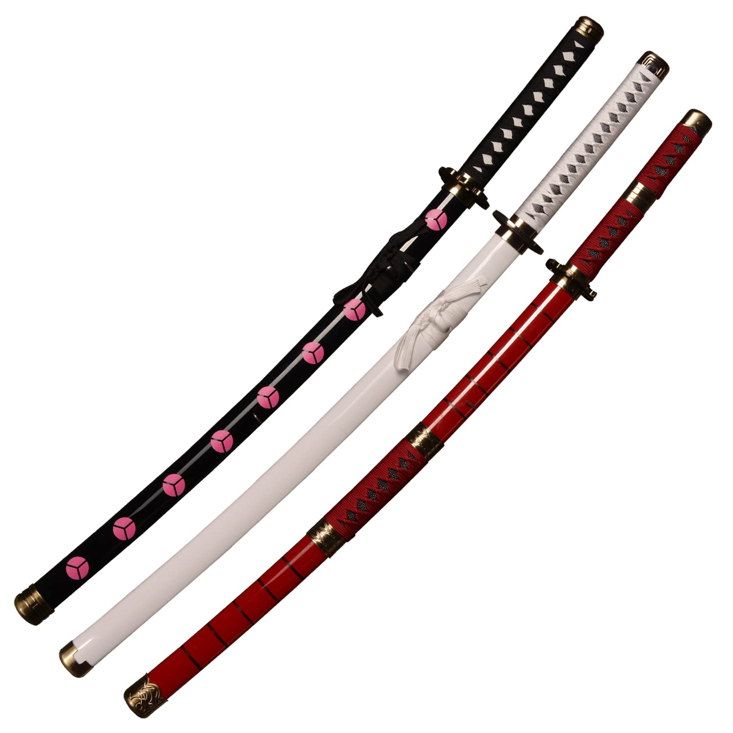 Roronoa Zoro Wooden Sword Set - 3 Piece Anime Cosplay Kit (Kitetsu, Shisui, Wado Ichimonji) - 104cm Replica for One Piece Fans | Perfect for Cosplay, Halloween Costumes & Anime Collectors