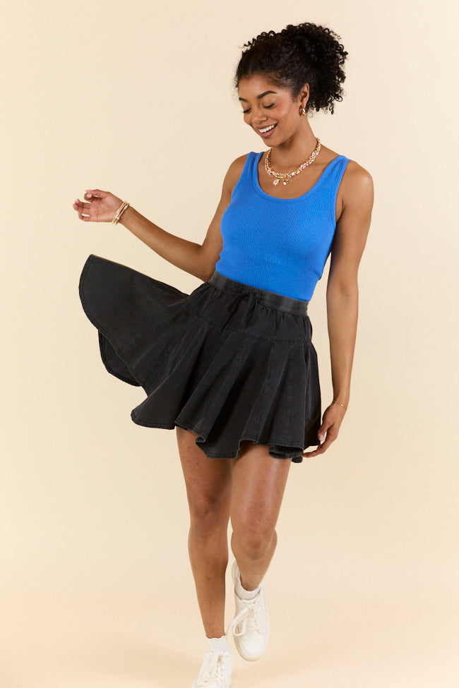 Record Setter Ash Black Skort - Women's Athletic Tennis Skirt with Built-in Shorts | Perfect for Tennis, Golf, Running & Workouts