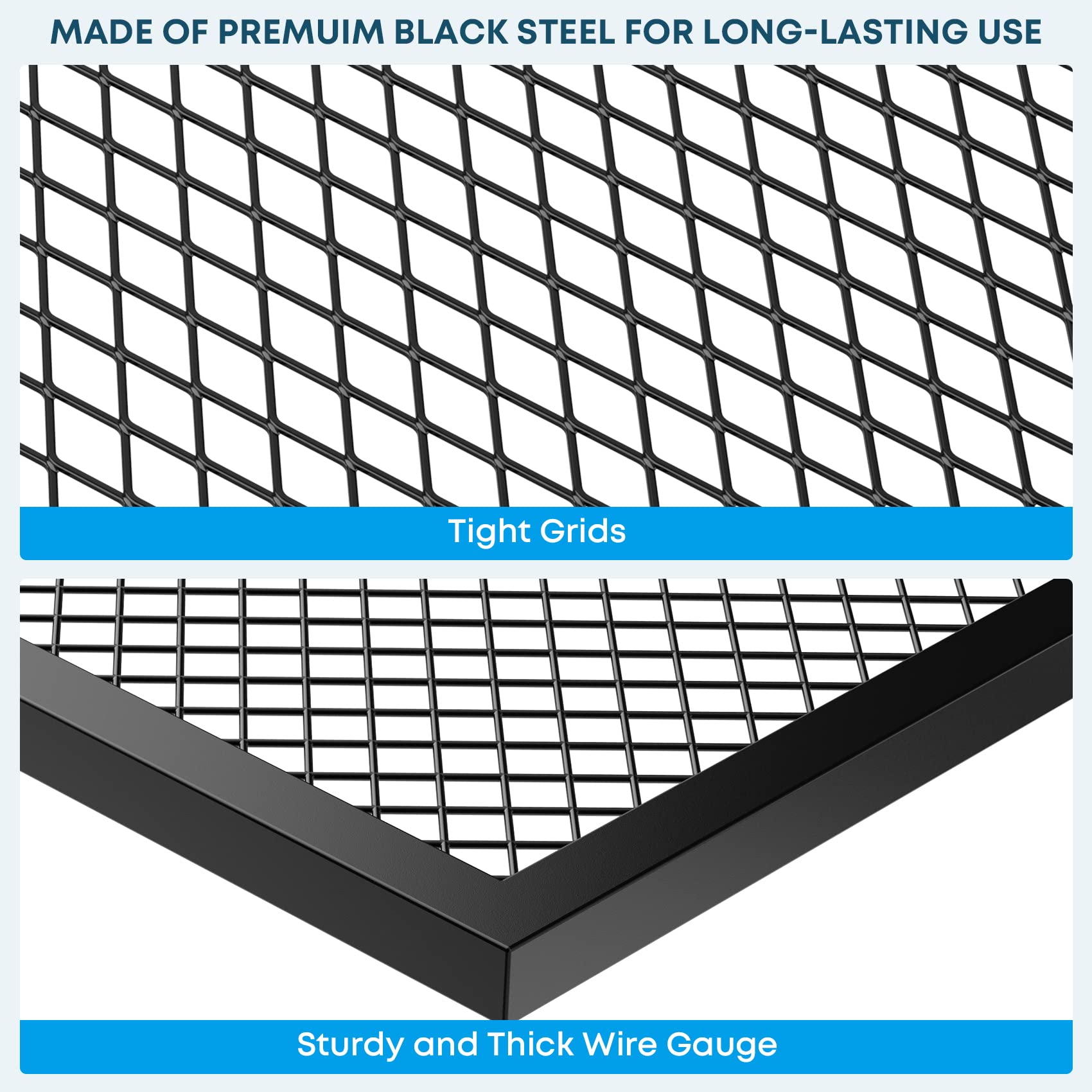 Stanbroil Adjustable Swivel Grill - Heavy Duty Steel Mesh Cooking Grate with Spike Pole & Griddle Plate - Dual Campfire Grill System for Outdoor Open Flame Cooking - Perfect for Camping, Backyard BBQs, and Tailgating Parties