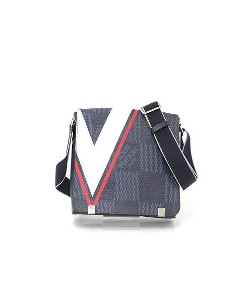 Authentic LV District PM Messenger Bag in Damier Cobalt Canvas with Red Trim - Perfect for Work, Travel & Everyday Use