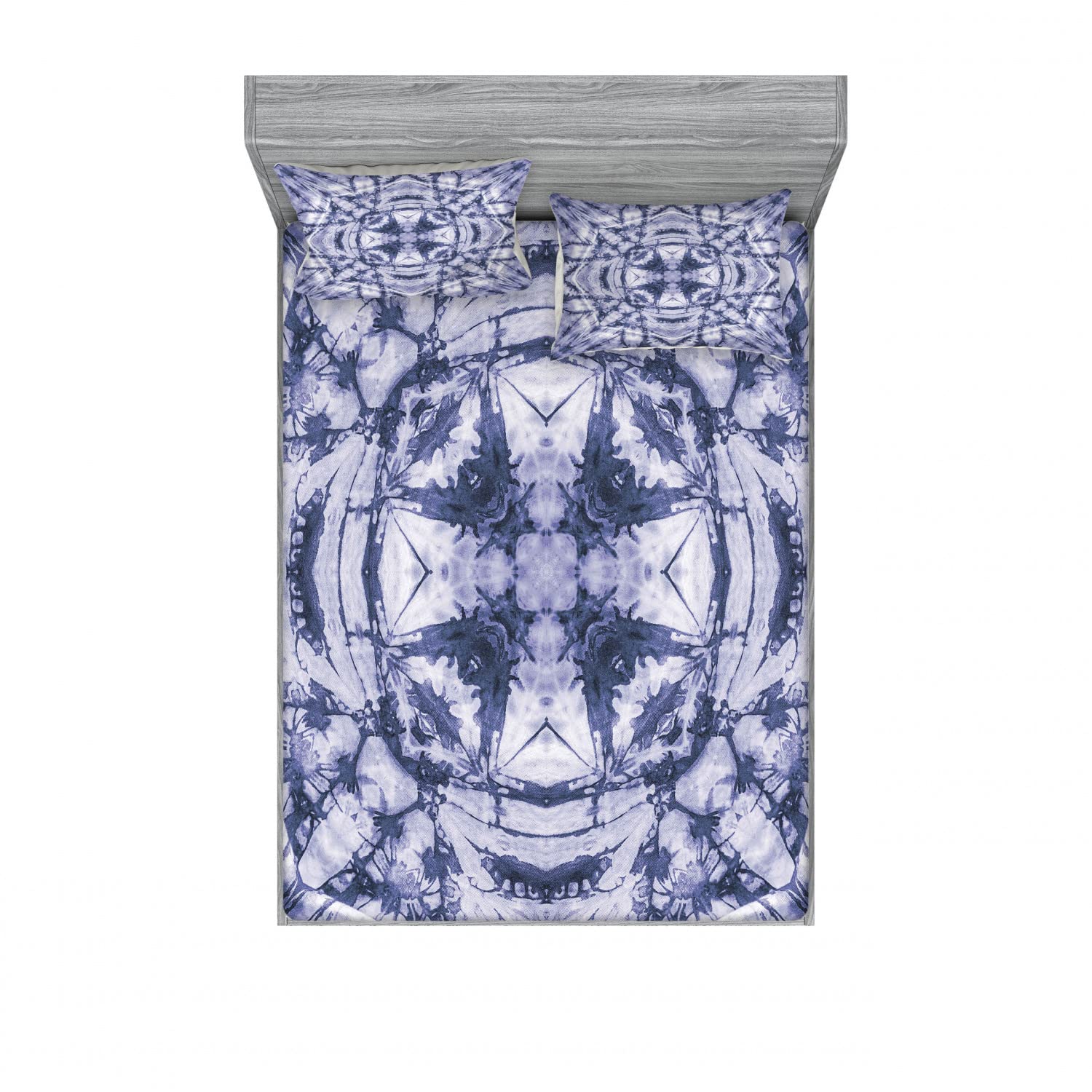 Ambesonne Ombre 2-Piece Queen Size Fitted Sheet Set with 4 Pillow Shams - Modern Bohemian Bedding Collection in Lavender Blue Indigo - Soft Wrinkle-Resistant Sheets for Master Bedroom, Guest Room & Dorm Decor