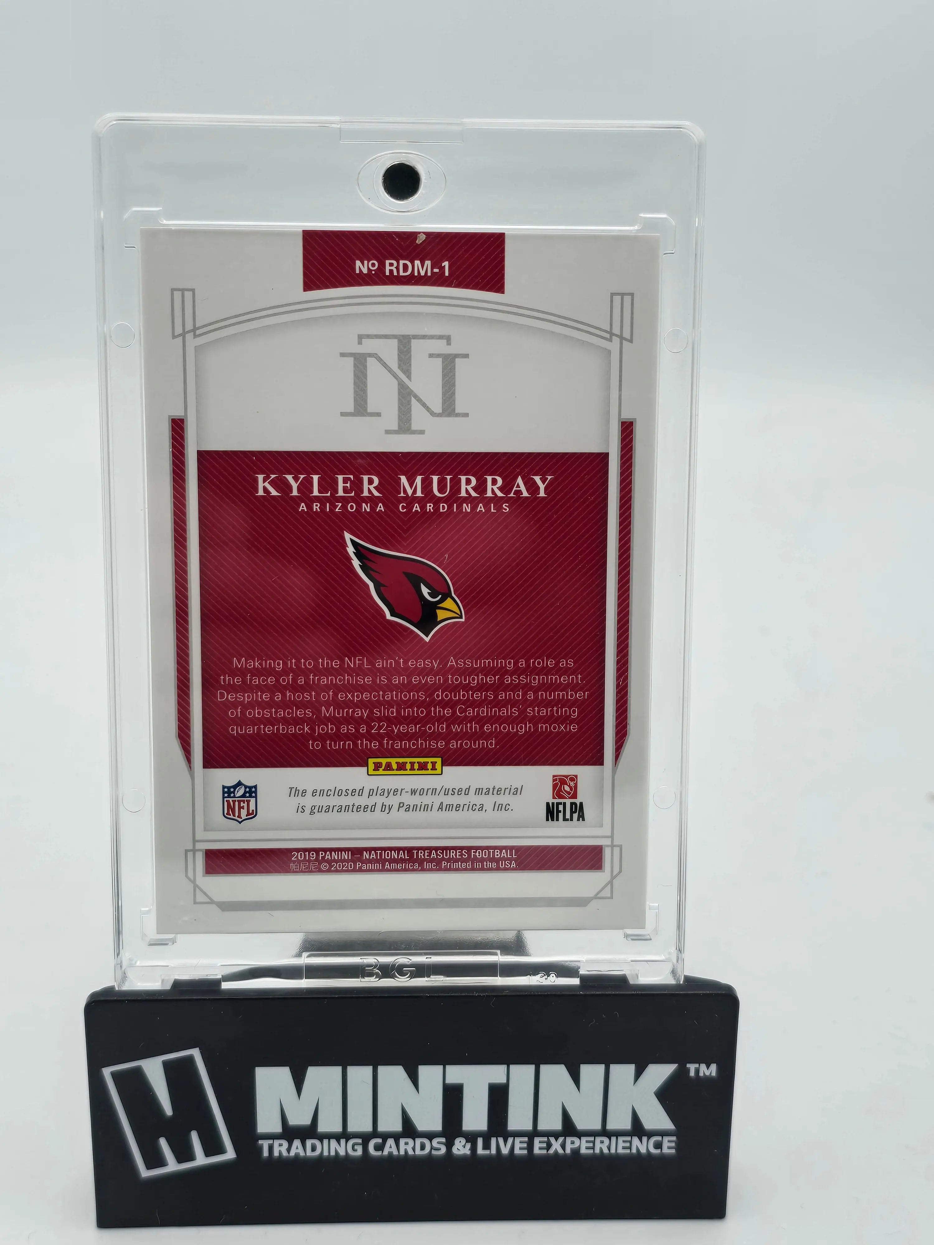 2019 Panini National Treasures Football Kyler Murray Dual Swatches /99 - Rare NFL Collectible for Sports Memorabilia Fans - Perfect for Display, Investment & Gifting