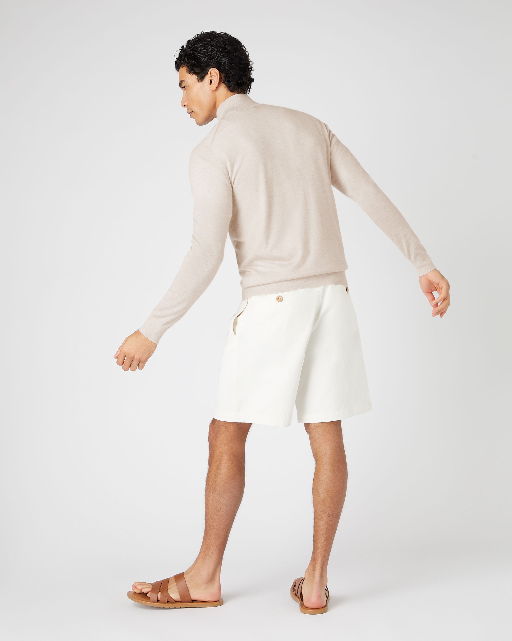 Premium Men's Regent Fine Gauge Cashmere Half Zip Sweater - Sandstone Brown | Warm & Soft Winter Pullover for Office, Travel & Casual Outings