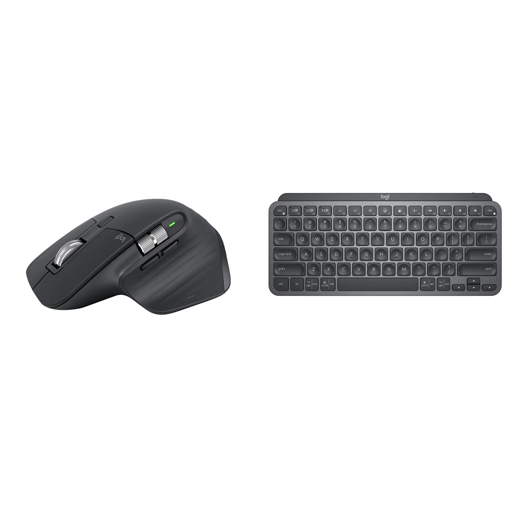 Logitech MX Keys Mini Wireless Bluetooth Keyboard - Compact Backlit Illuminated USB-C Keyboard & MX Master 3S Wireless Mouse - Ultra-Fast Scrolling, 8K DPI, Ergonomic Design for Office, Gaming, and Home Use